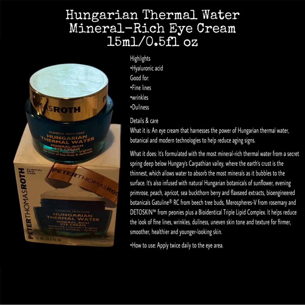 Peter Thomas Roth hungarian thermal water mineral-rich Eye Cream 15ml/0.5fl oz